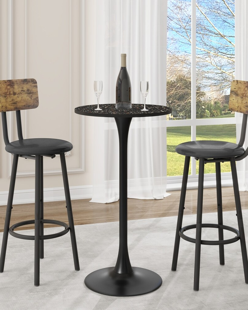 Black Modern Round Pub Table Bar Table