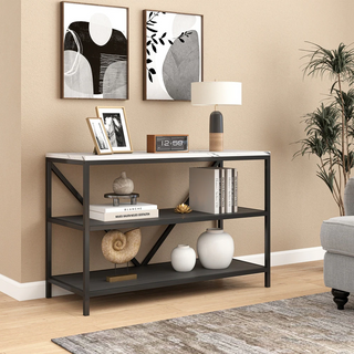 Modern Console Table with Marble-Inspired Top
