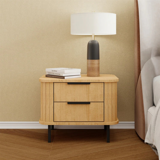 2-Drawer Nightstand Wood End Table