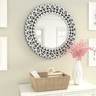 SHYFOY Crystal Accent Round Wall Mirror / SF-WM001