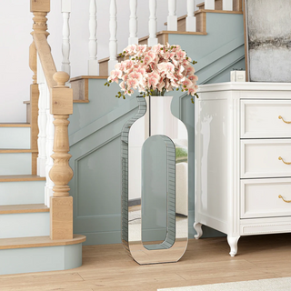 Elegant Glass Mirrored Floor Vase