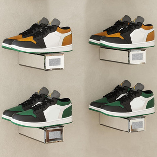 Shoe Floating Display Shelves Wall Mount Set of 4 – Mirrored Bling Glass Levitating Sneakers Shelves, Space-Saving Sneaker Display Shelf for Collectibles, Bedrooms, Dorms & Game