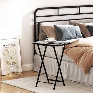 Sleek Glass Mirrored Side Table with Metal Leg