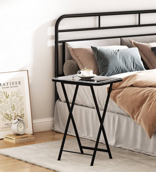 Sleek Glass Mirrored Side Table with Metal Leg