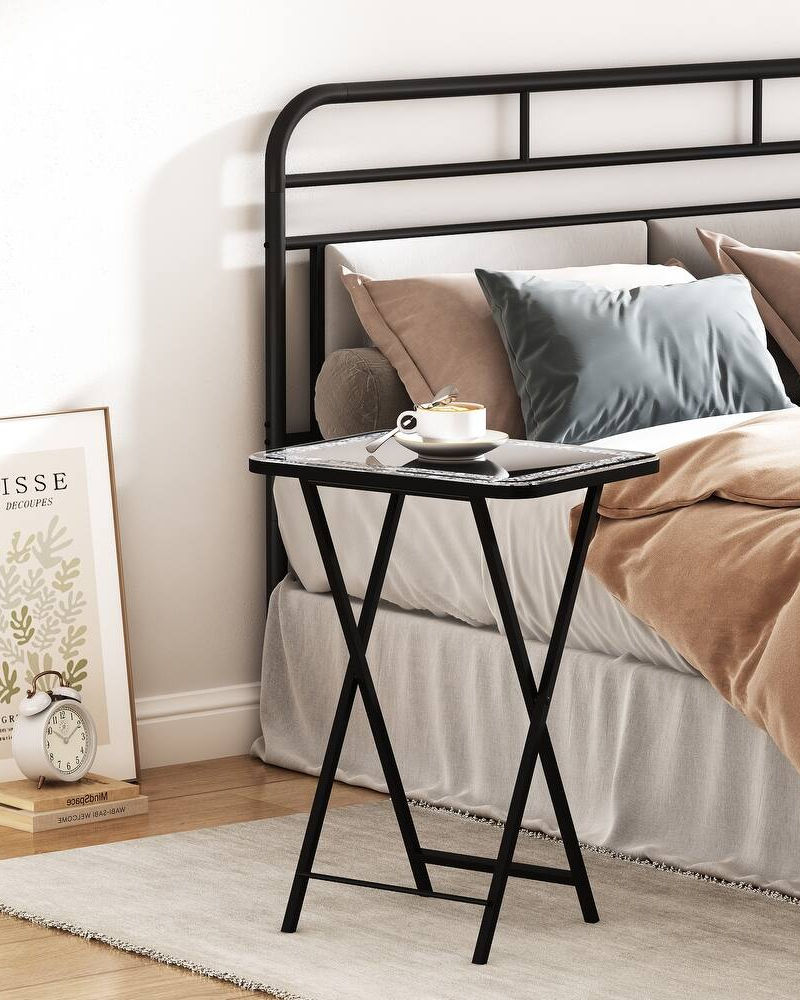 Sleek Glass Mirrored Side Table with Metal Leg