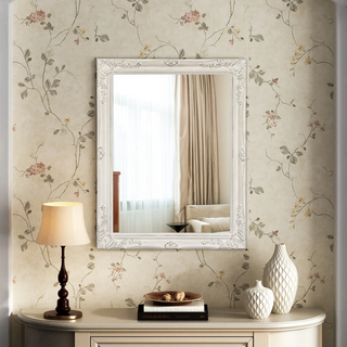 Antique White Ornate Wall Mirror