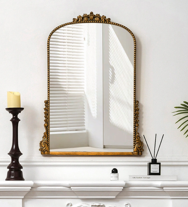 SHYFOY Antique Wall Mirror Gold Baroque Ornate, Traditional Elegant Old Mirror