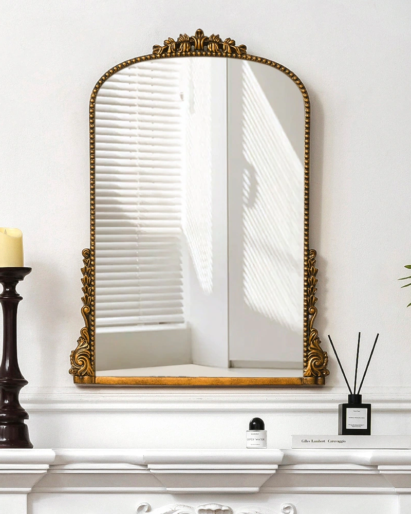 SHYFOY Antique Wall Mirror Gold Baroque Ornate, Traditional Elegant Old Mirror