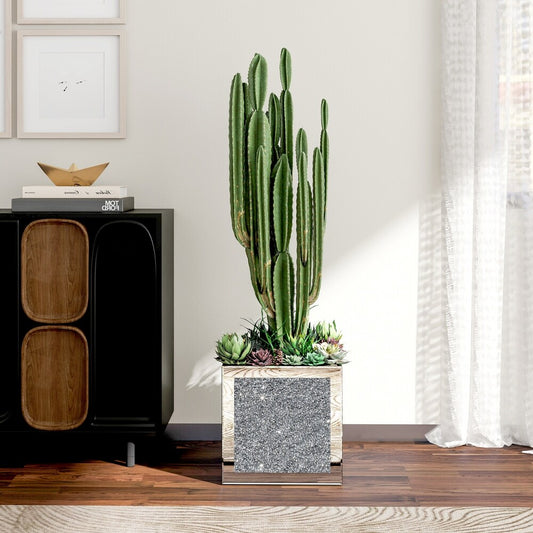 Modern Mirror Pot Planter Crushed Diamond Vase Decorative Glass Ornaments for Home Decoration