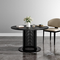 Round Metal Dining Table with Mesh Pedestal Base