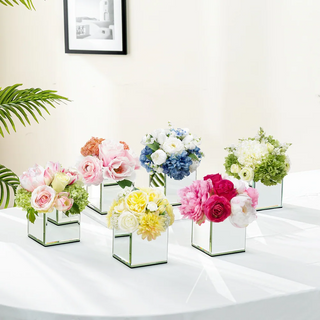 Set of 6 Modern Mirrored Cube Vases