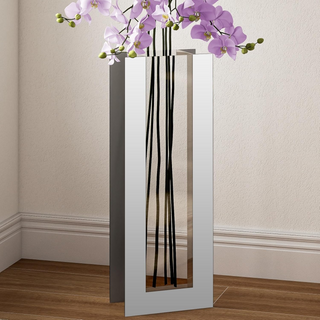 Large Floor Vase, 28“ Tall Mirrored Vase Glass for Floor Silver Rectangular Decorative Vases Modern for Luxury Living Room Hallway Corner Decor