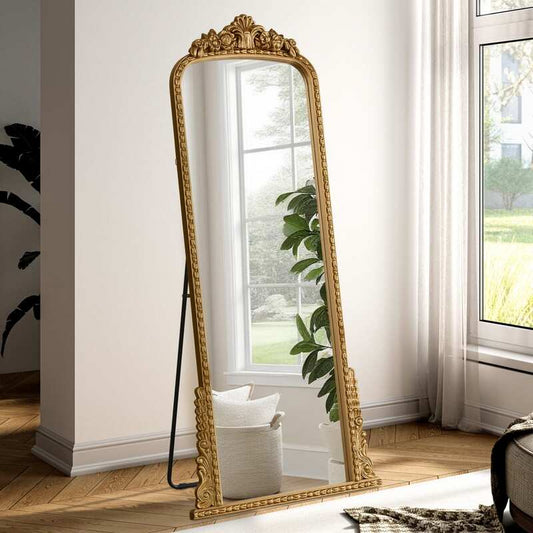 Vintage Full-Length Floor Mirror with Ornate Baroque Detailing