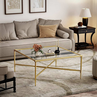 Stylish Gold-Framed Glass Coffee Table