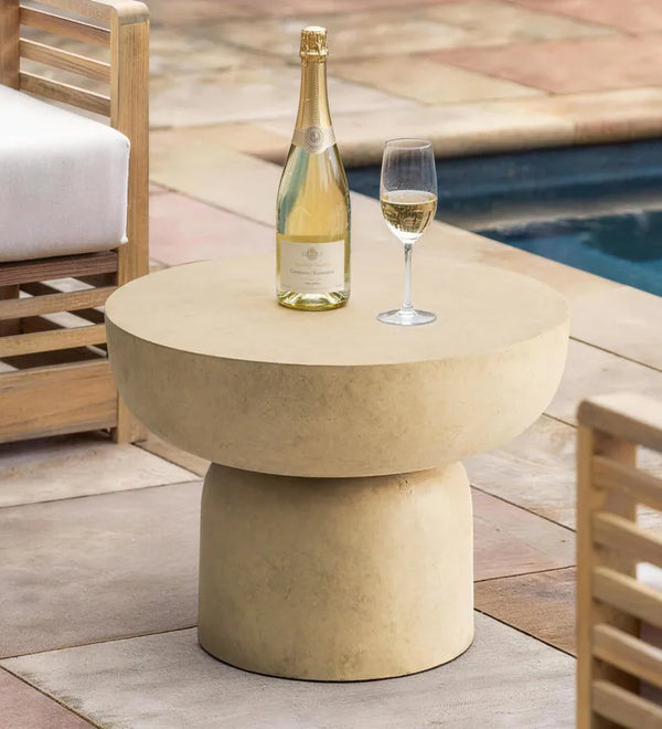 Concrete Round Pedestal End Table