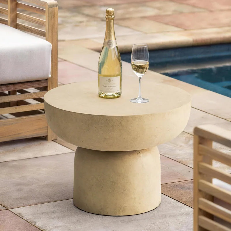 Concrete Round Pedestal End Table