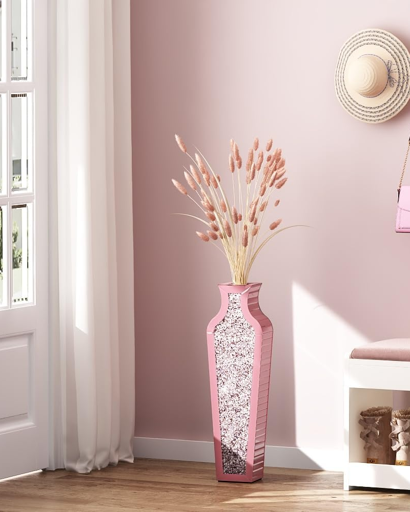 Handmade Crystal Glass Floor Vase Pink Floor Vase