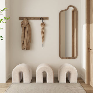 White Accent Upholstered Ottoman, N Shaped