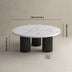 Black Modern Round Coffee Table Marble-Look Top