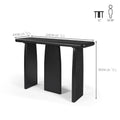 Black Modern Console Table with 3 Legs, Natural Wood Grain Entryway Table