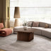 Quadratischer Couchtisch aus Holz mit gerilltem Sockel