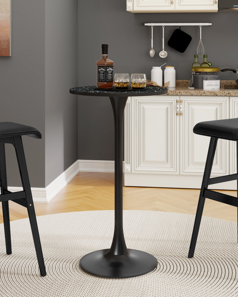 Black Modern Round Pub Table Bar Table