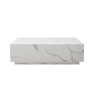 Faux Marble Solid Block Rectangular Coffee Table