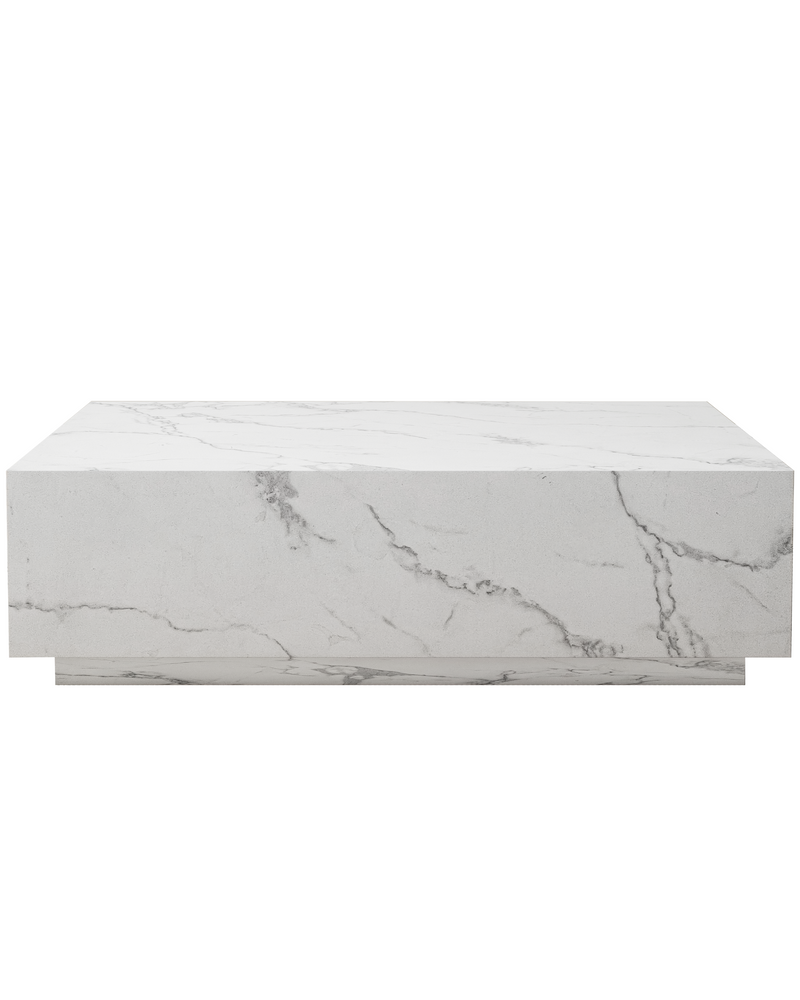 Faux Marble Solid Block Rectangular Coffee Table