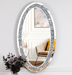 Oval Wall Mirror , Frameless Crystal Accent Mirror with Crushed Diamond Border