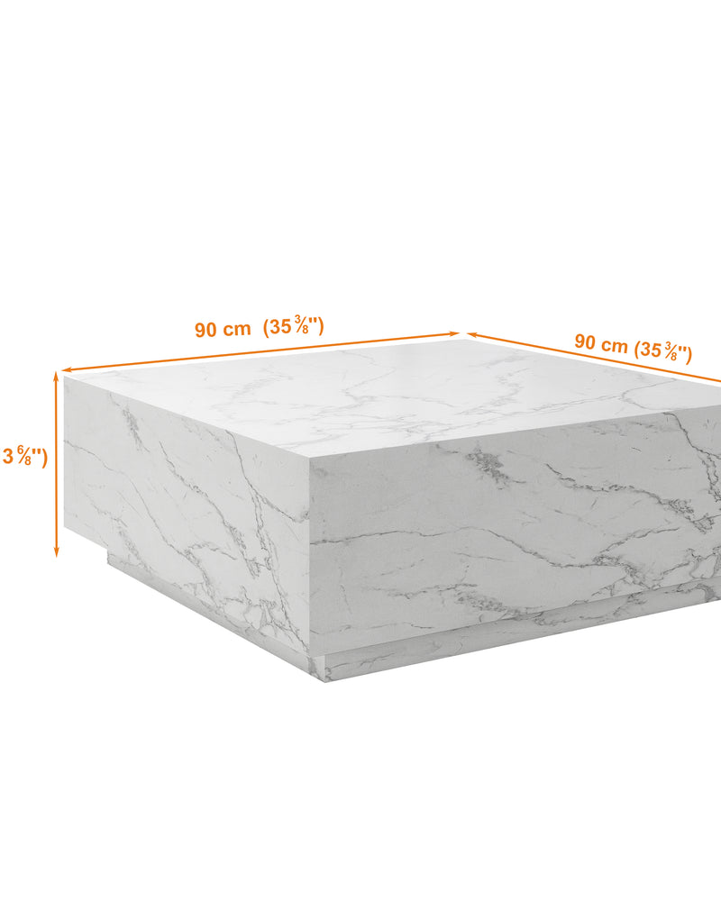 White Faux Marble Square Coffee Table