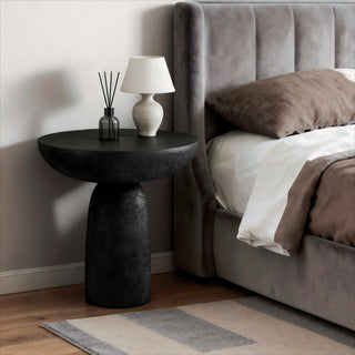 Black Round Side Table End Table