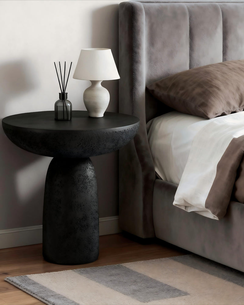 Black Round Side Table End Table