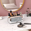 Crushed Diamond Three Compartments Deluxe Cosmetic Makeup Beauty Organizer