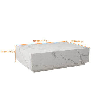 Faux Marble Solid Block Rectangular Coffee Table