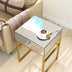Mesa auxiliar de espejo con patas doradas, mesa auxiliar rectangular con cajón