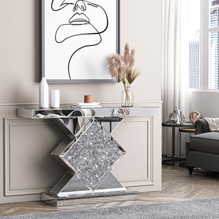 SHYFOY Crushed Diamond Mirrored Console Table