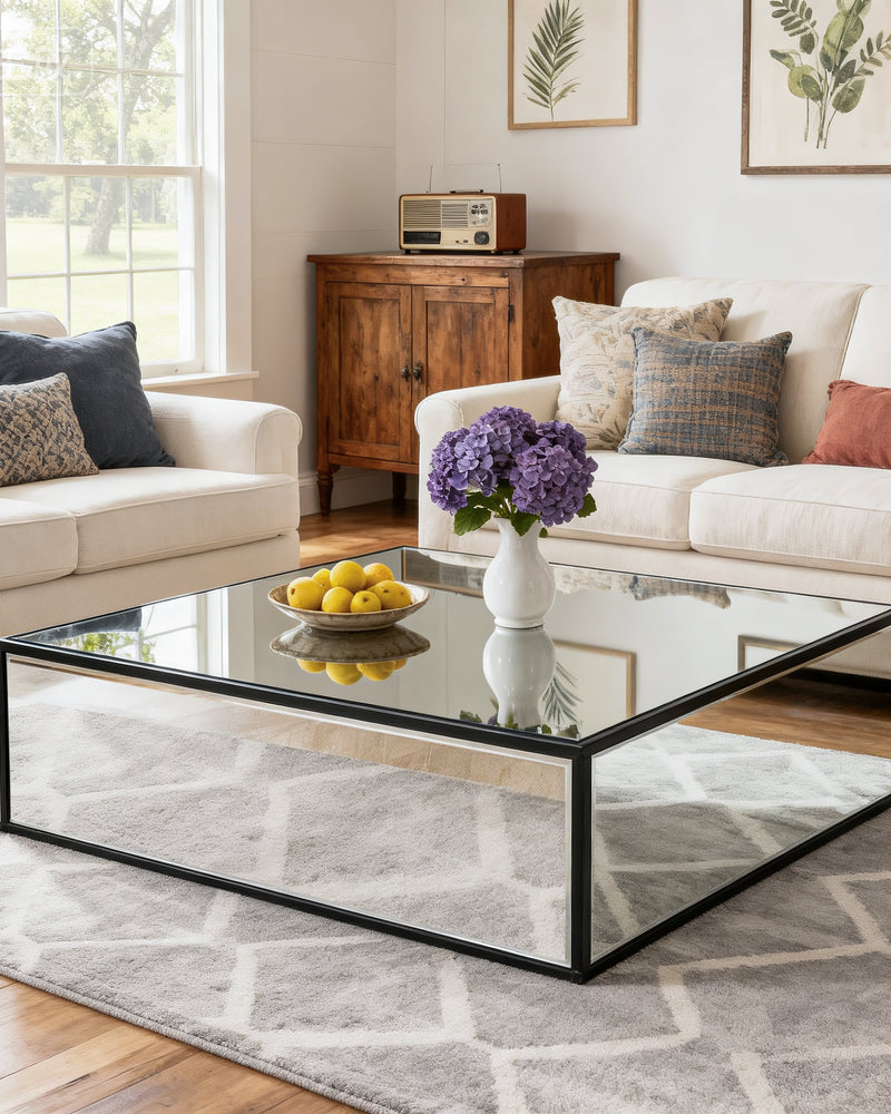 Modern Rectangular Mirrored Coffee Table