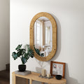 Elegant Wood Frame Oval Wall Mirror