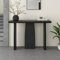 Black Modern Console Table with 3 Legs, Natural Wood Grain Entryway Table