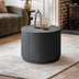 Black Modern Round Fluted Drum Magnesium Oxide End Table