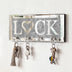 Mirrored LOCK Key Holder with Crystal Hooks, Sparkly Silver Mirror Wall Decor
