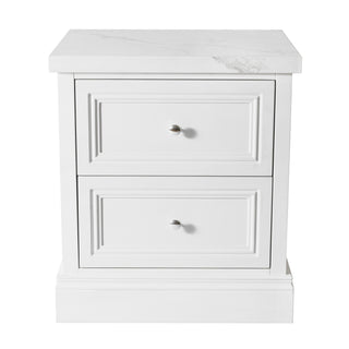 2-Drawer Nightstand with Faux Marble Top