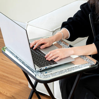 Sleek Glass Mirrored Side Table with Metal Leg