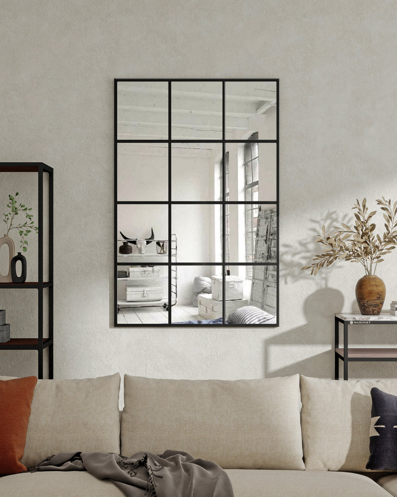 SHYFOY Antique Black Wall Mirror Metal Frame Accent Mirror