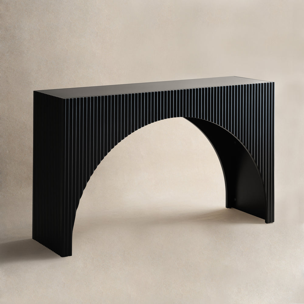 Black Fluted Arch Modern Console Table