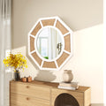Large Rattan Mirror for Wall Decor Boho White Frame Wood