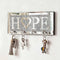 Mirrored HOPE Key Holder with Crystal Hooks Sparkly Silver Mirror Wall Decor