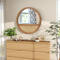 Rattan Round Mirror Bohemian Accent Wall Mirror