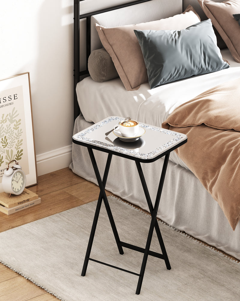 Sleek Glass Mirrored Side Table with Metal Leg