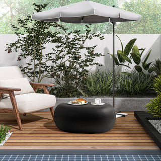 Modern Concrete Coffee Table for Outdoor Patio, Durable Weatherproof Accent Table